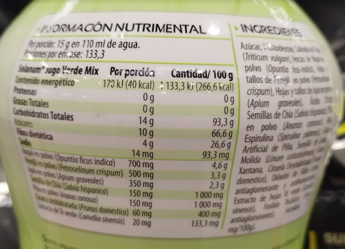 Jugo Verde Mix Piña Apio Chía Nopal + Ciruela & Té Verde 2kg