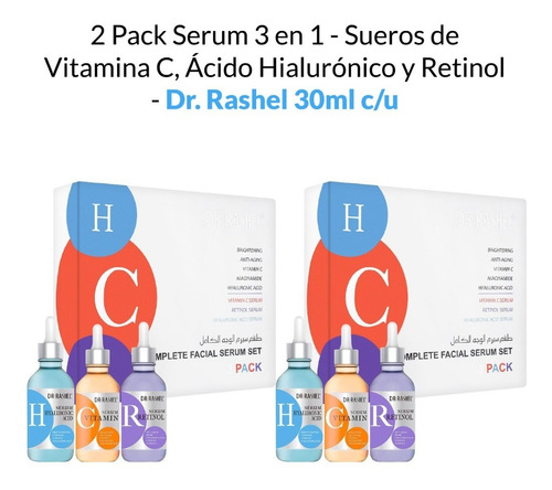 2 Pack Serum 3en1 Suero Vitamina C Ácido Hialurónico Retinol