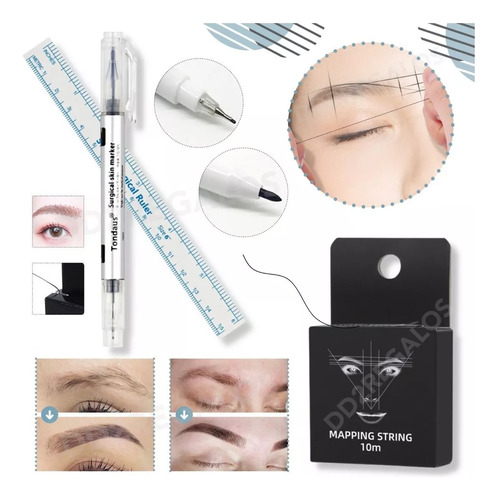 Kit Hilo + Lapiz Marcador Microblading Perfilador Cejas 10m