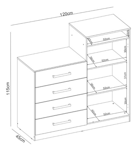 Cômoda Com 2 Portas E 4 Gavetas 120cm Multimóveis Cr35291