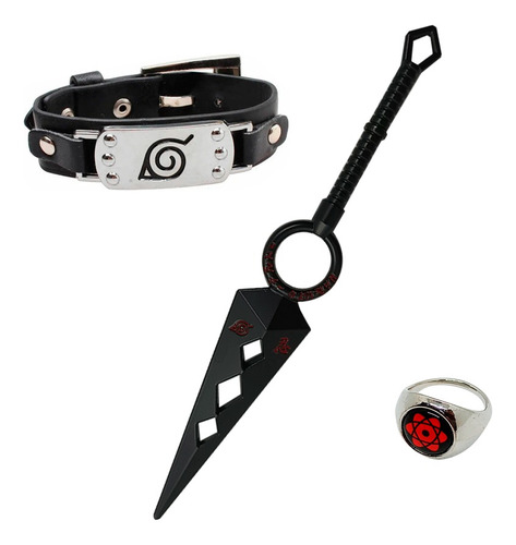 Set Naruto Anime Pulsera + Anillo + Daga Cosplay 3 Pcs