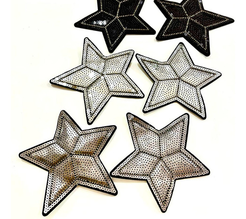 Combo Aplique De Estrellas De 9cm Con Canutillo X 6 Und