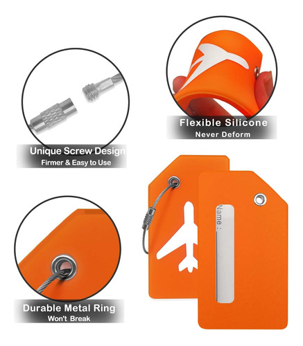 Etiquetas Para Equipaje M-sorflly, 2tag, Naranja Kit X 2