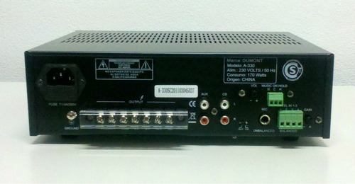 Dumont A330 Amplificador Audio Instalación Comercial 70-100v