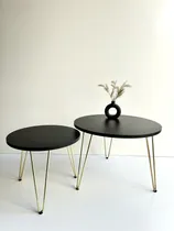 Comprar Mesas Ratonas Redondas Moderna Arrime Patas Simil Oro X2
