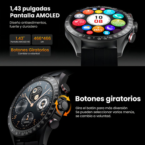 Haylou Solar Pro Smartwatch 1.43'' Amoled Pantalla Deportivo Color De La Caja Plateado Color De La Correa Plateado Color Del Bisel Plateado