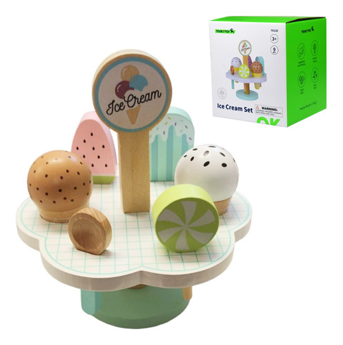 Comida De Juguete Heladería De Madera Infantil + Accesorios