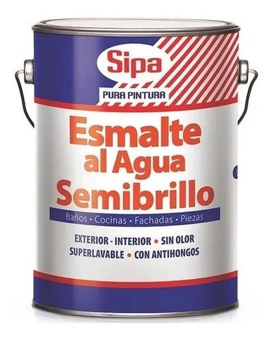 Esmalte Al Agua Sipa Semibrillo Color Galon Pinturasonlinecl