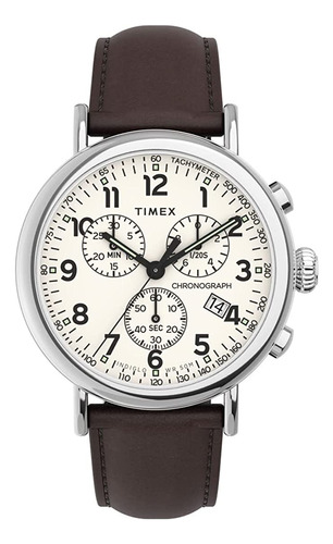 Timex Hombres | Crono Estándar | Esfera Beige | Cuero