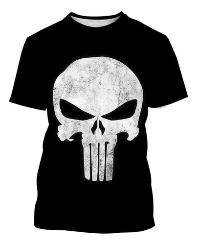 Camiseta Impresa De Manga Corta 3d The Punisher 2023