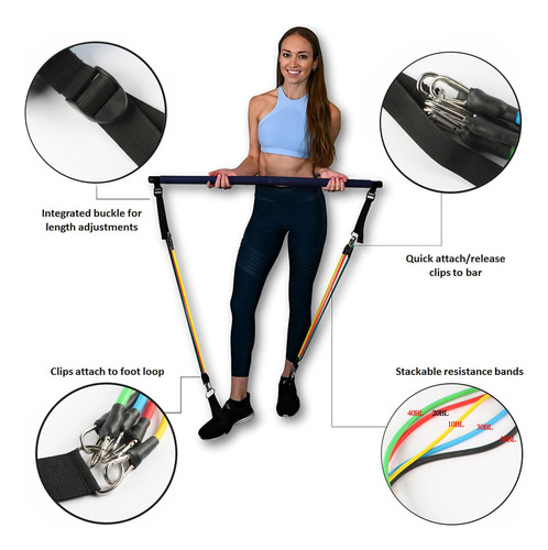 Kit De Barra De Pilates Portátil Con Banda De Resistencia Aj