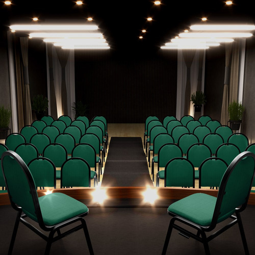 Cadeira Hoteleira Auditório Empilhável Linho M23 Verde
