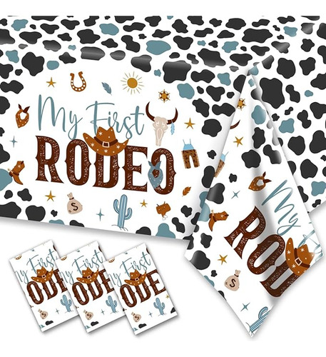 3 Manteles Plastico Con Texto En Ingles My First Rodeo Decor