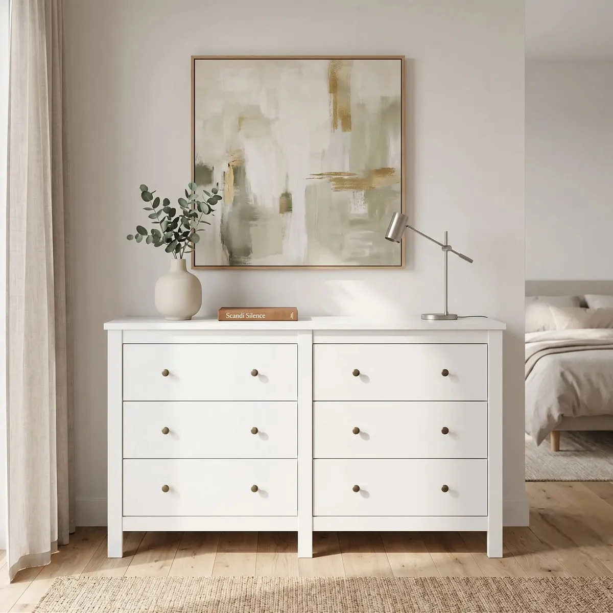 Cômoda Móveis Lopas Maggiore Branco 6 Gavetas Quarto MDP