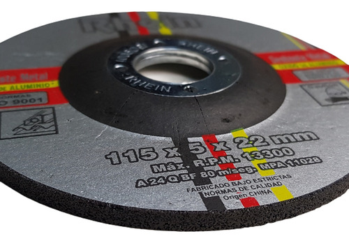 10 Discos De Desbaste Grueso Para Amoladora 115x5,0mm Rhein Color Plateado