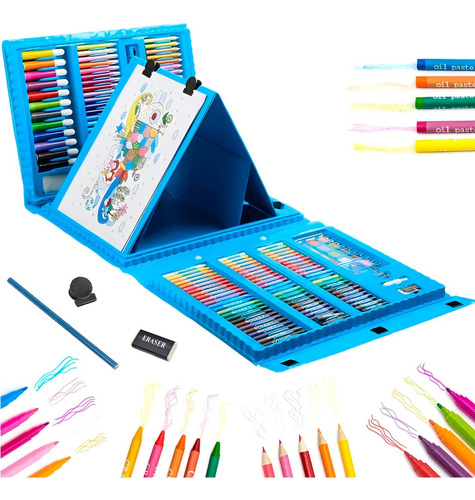 208 Piezas De Arte Para Niños Kit Set De Dibujo Portátil