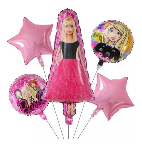 Set De 10 Kits De Globos Barbie Barby Barbi Con 5 Globos C/u