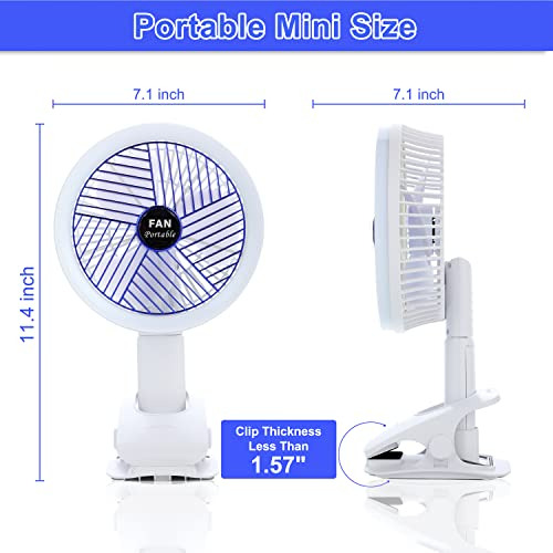 Ventilador De Clip Con Lámpara Led Recargable Y Portátil