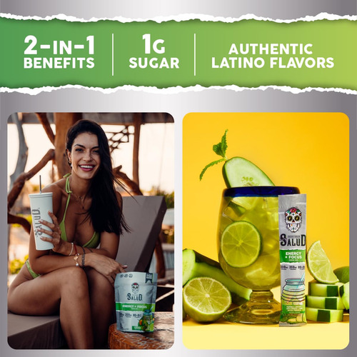 Bebida Energética Orgánica, Limón Pepino, 15 Porciones