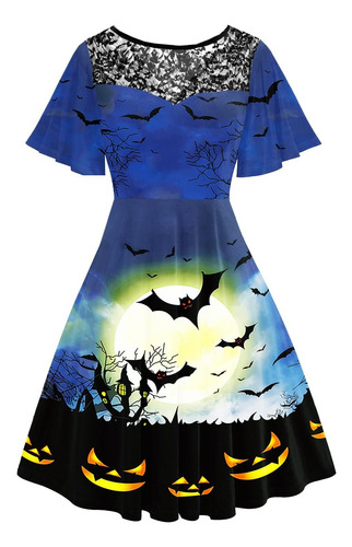 Vestido De Murciélago De Halloween Para Mujer, Vestido Vinta