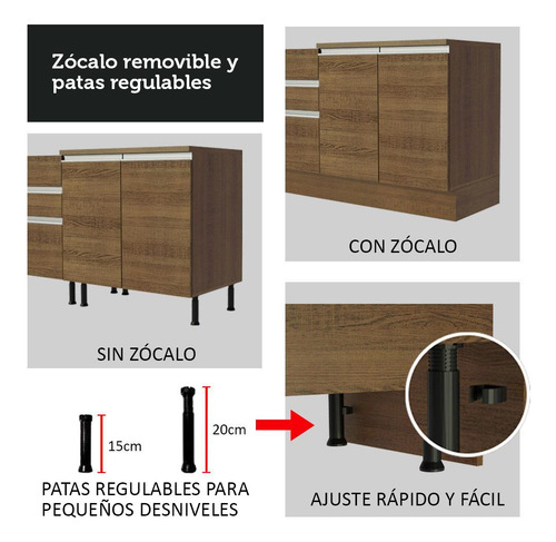 Gabinete Bajo Bufetera Madesa Glamy 120cm Con Encimera Mm 02 Color Marrón