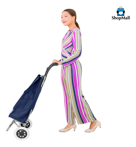 Carrito Para Mandando Plegable Bolsa Multiusos Resistente Color Azul