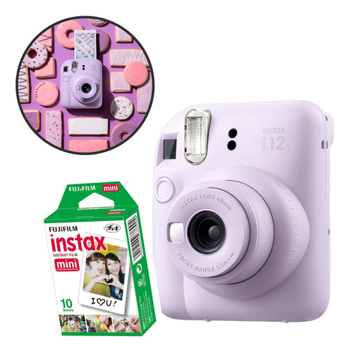 Câmera Instax Mini 12 Lilás Com Filme De 10 Poses
