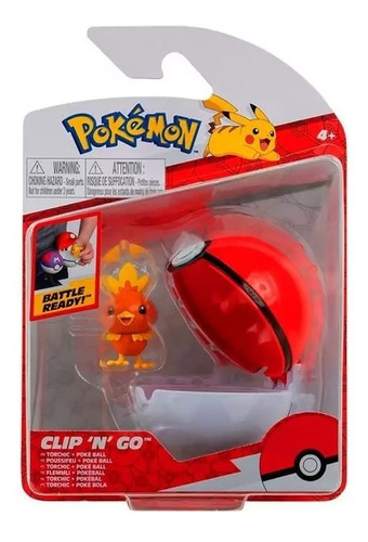 Pokémon Boneco Figura De Ação Torchic E Pokebola Clip'n'go 