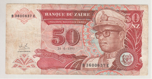 Billete Zaire 50 Nuevos Zaires Año 1993 (c85)