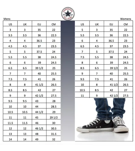 Medidas zapatillas converse hotsell