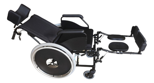 Cadeira De Rodas Dobrável Reclinável Alumínio 44 Cm Preto