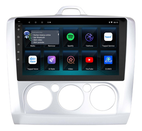 Multimidia Focus 08/13 9p Android 14.0 2gb Voz Carplay Qled
