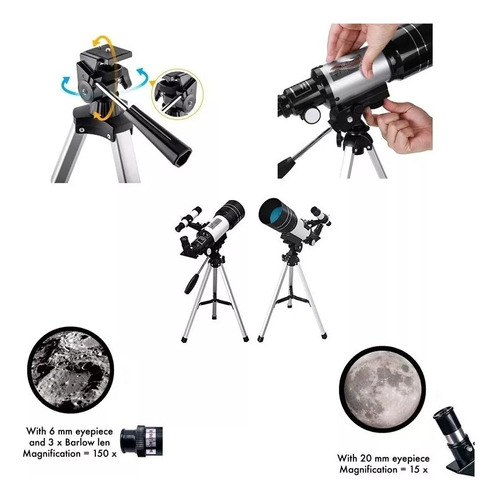 Telescopio Monocular Astronómico F30070 Con Ampliación