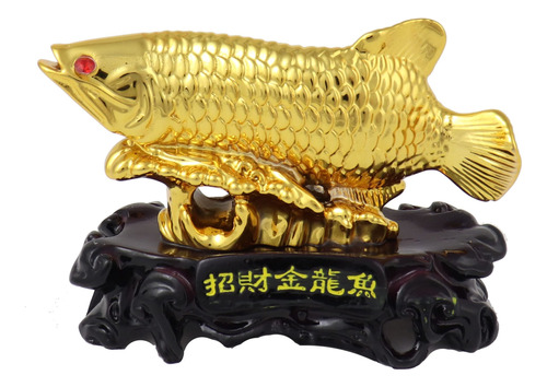 Shinning Gold Arowana Estatua Pescado