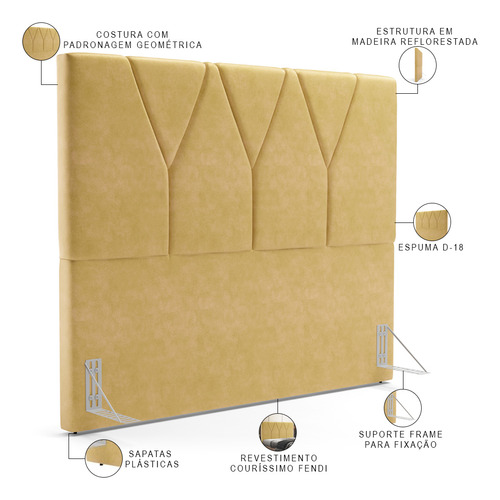 Cabeceira Cama Box Casal King 195cm Aurora Couríssimo Fendi