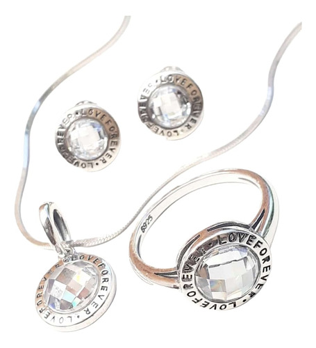 Conjunto Plata 925 Love Forever Cubic Blancos Conpl530 Lucio