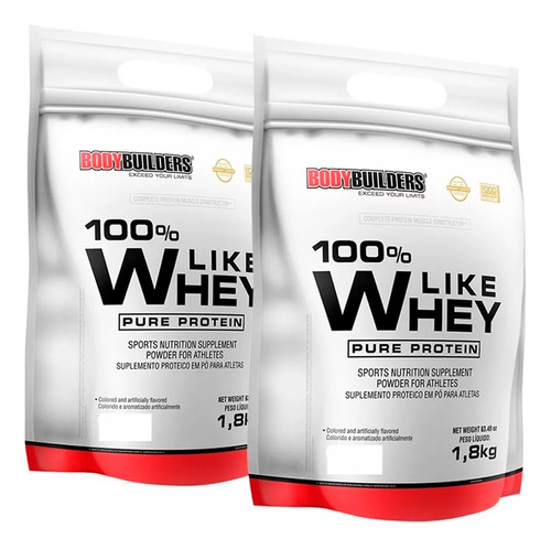 Combo 2x 100% Whey Protein Like Whey 1,8kg - Bodybuilders Sabor Baunilha