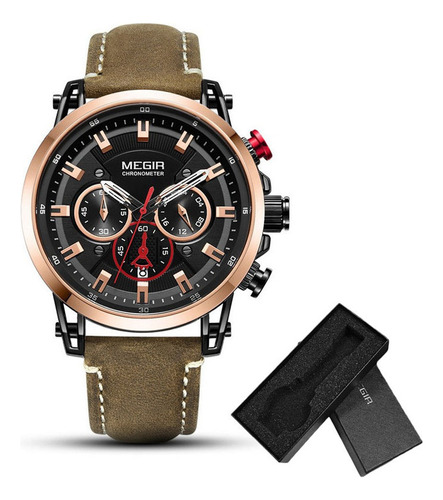 Reloj Deportivo Megir Leather Chronograph Hollow Out