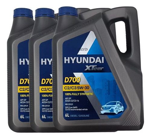 Aceite 5w30 Hyundai Xteer Diesel Ultra C3 Dpf Sn 6 Lt. X 3  