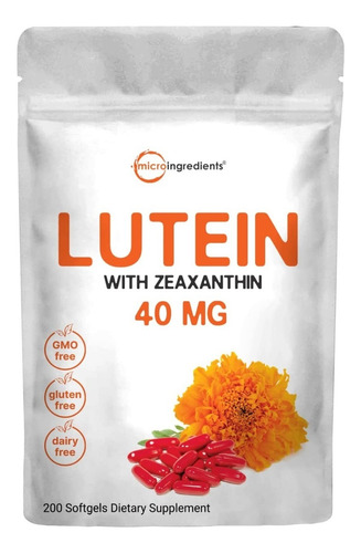 Luteina 40mg + Zeaxantina Microingredients 200 Capsulas Eeuu