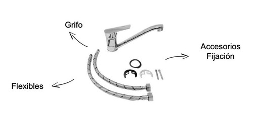 Imagen 3 de 10 de Griferia Grifo Monocomando Cocina Gavatex Pico Largo Premium