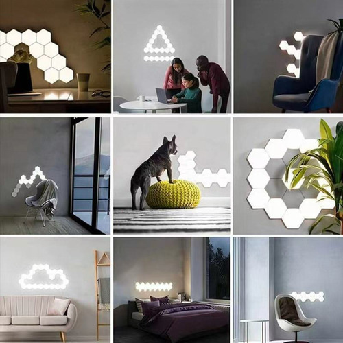 Set Luz Gamer Hexagonal Led Tira Cinta 6 Luces Rgb Control
