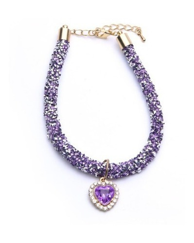 Collar De Lujo Con Colgante De Cristal De Corazón Perro Gato