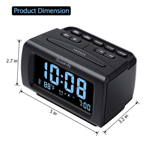 Alarm Clock Radio Dreamsky With Battery Backup & Usb Port