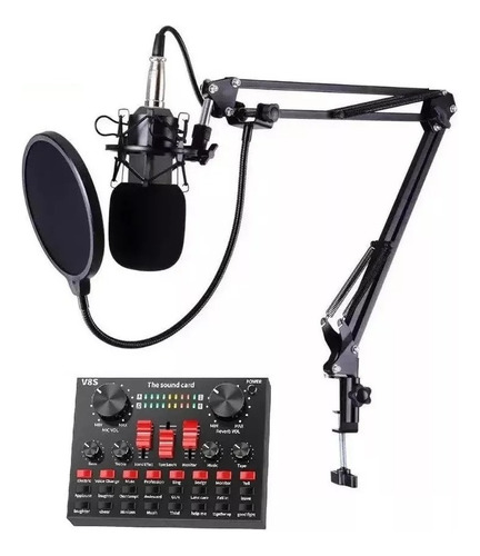 Microfono Brazo Estudio Condensador Y Consola De Sonido V8s