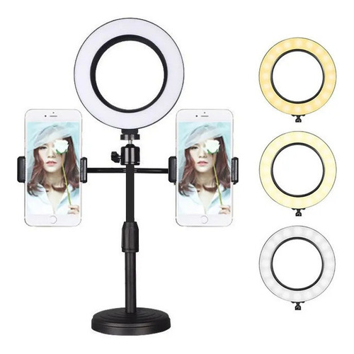 Aro Luz Led 16cm Maquillaje Lampara Con Soportes Foto Video