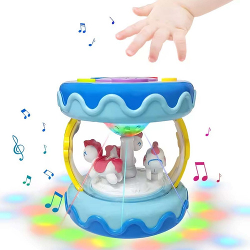 Tambor Carrusel Musical Luces Sonidos Juguete Bebé Huanger Color Azul