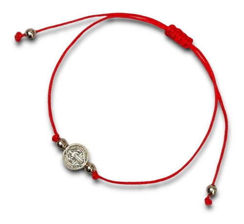 Pulsera Medalla San Benito Hilo Rojo Nudo Protección Envidia