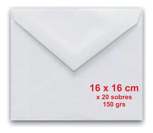 Sobres Participación Blancos 16 X 16 Cm X 20 Unid De 150 Grs