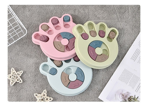 Plato Puzzle Juguete Para Mascotas Perros Y Gatos Color Celeste